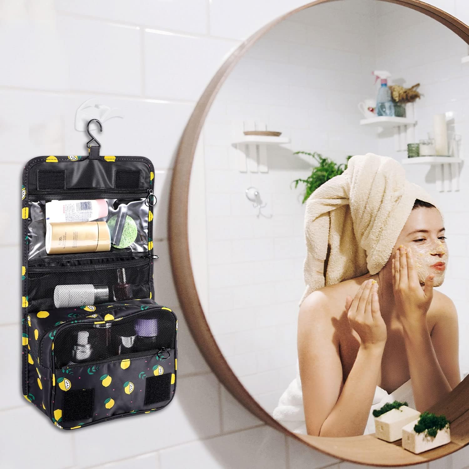 Porta Trucchi Con Specchio Organizzatore Cosmetici Beauty Case Da Viaggio