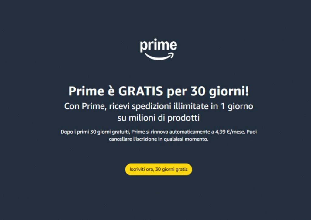 Prime 30 giorni gratis